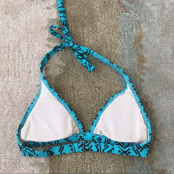 ROXY Blue Patterned Halter Bathing Suit Top - Picture 3 of 3
